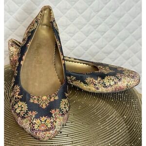 VTG Ottoman Silk Shoes London Rare Boutique Flats Women's EU Sz 39 Jacquard